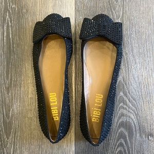 New Bibi Lou black sparkle flats, size 37 M, new, Anthropologie